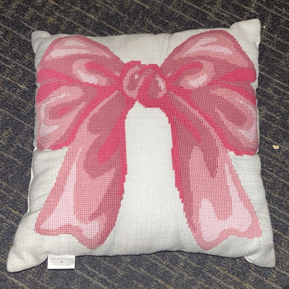 LoveShackFancy Pink Bow Throw Pillow